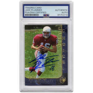 Jake Plummer Signed Arizona Cardinals 1997 Upper Deck Rookie Football Card #6 w/Snake &ndash; (PSA Encapsulated)
