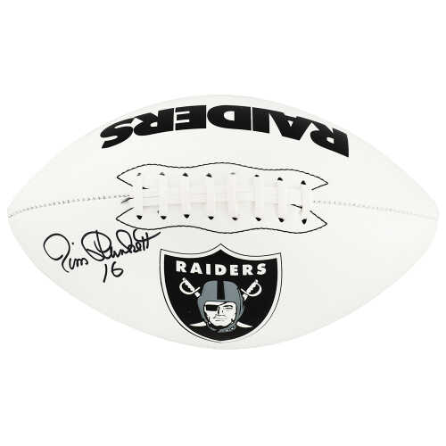 Jim Plunkett Signed Raiders Franklin White Logo Full Size Football