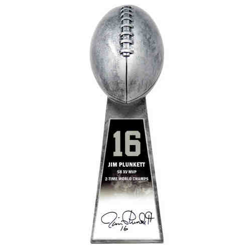 Jim Plunkett Signed Football World Champion 15 Inch Replica Silver Trophy