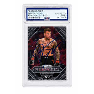 Dustin Poirier Signed 2021 Panini Prizm UFC Fireworks Trading Card #19 - (PSA Encapsulated)