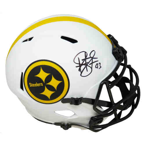 Troy Polamalu Signed Pittsburgh Steelers Lunar Eclipse White Matte Riddell Full Size Speed Replica Helmet