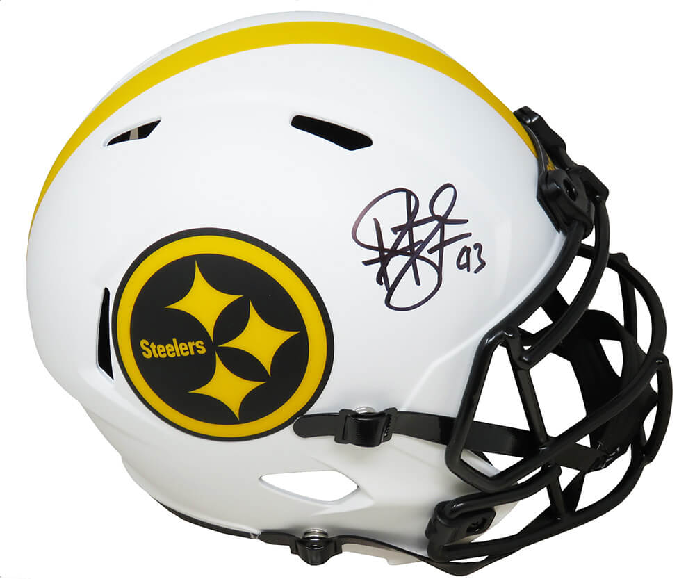 Troy Polamalu Signed Pittsburgh Steelers Lunar Eclipse White Matte Riddell  Full Size Speed Replica Helmet