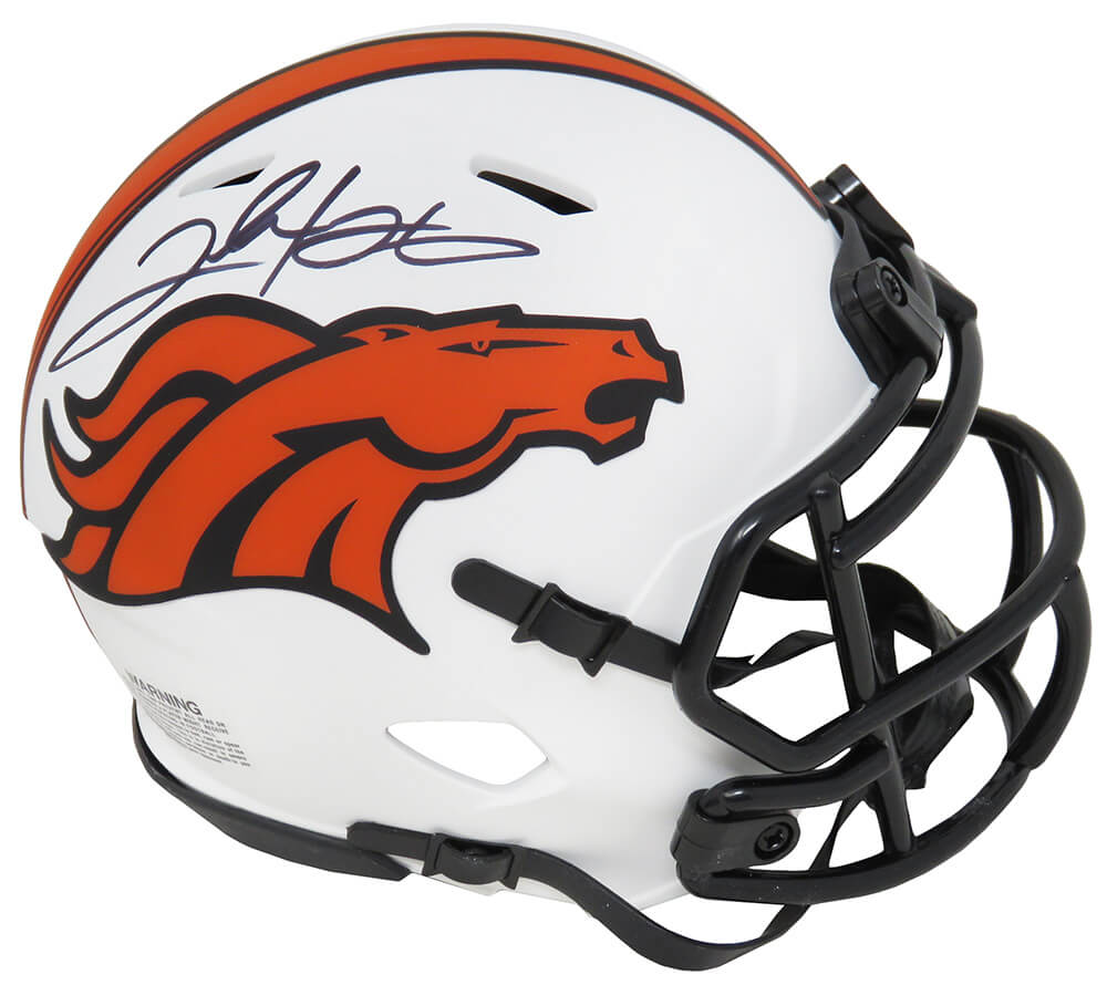 Clinton Portis Signed Denver Broncos Lunar Eclipse White Matte Riddell  Speed Mini Helmet