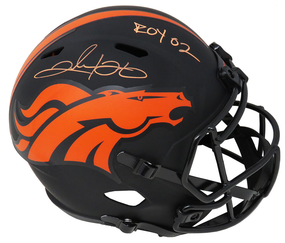 Clinton Portis Signed Denver Broncos Eclipse Black Matte Riddell Full Size Speed Replica Helmet w/02 ROY