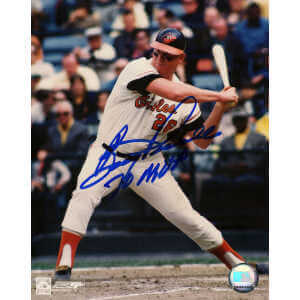 Boog Powell Signed Baltimore Orioles Batting Action 8x10 Photo w/70 MVP