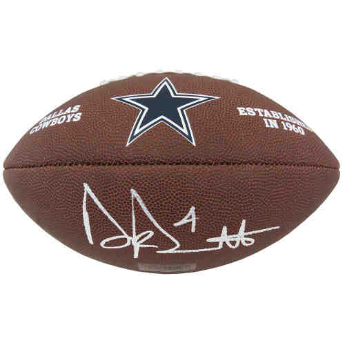 Dak Prescott Signed Dallas Cowboys Wilson Brown Logo NFL Football