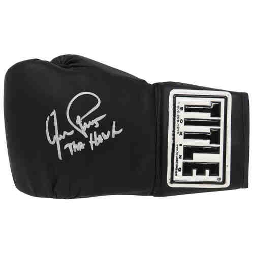 Aaron Pryor Signed Title Black Full Size Boxing Glove w/The Hawk - (JSA)