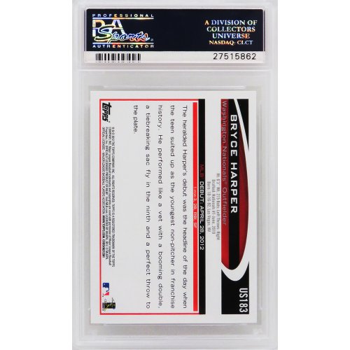 Bryce Harper (Washington Nationals) 2012 Topps Update Baseball #US183 RC  Rookie Card - PSA 10 GEM MINT (New Label)