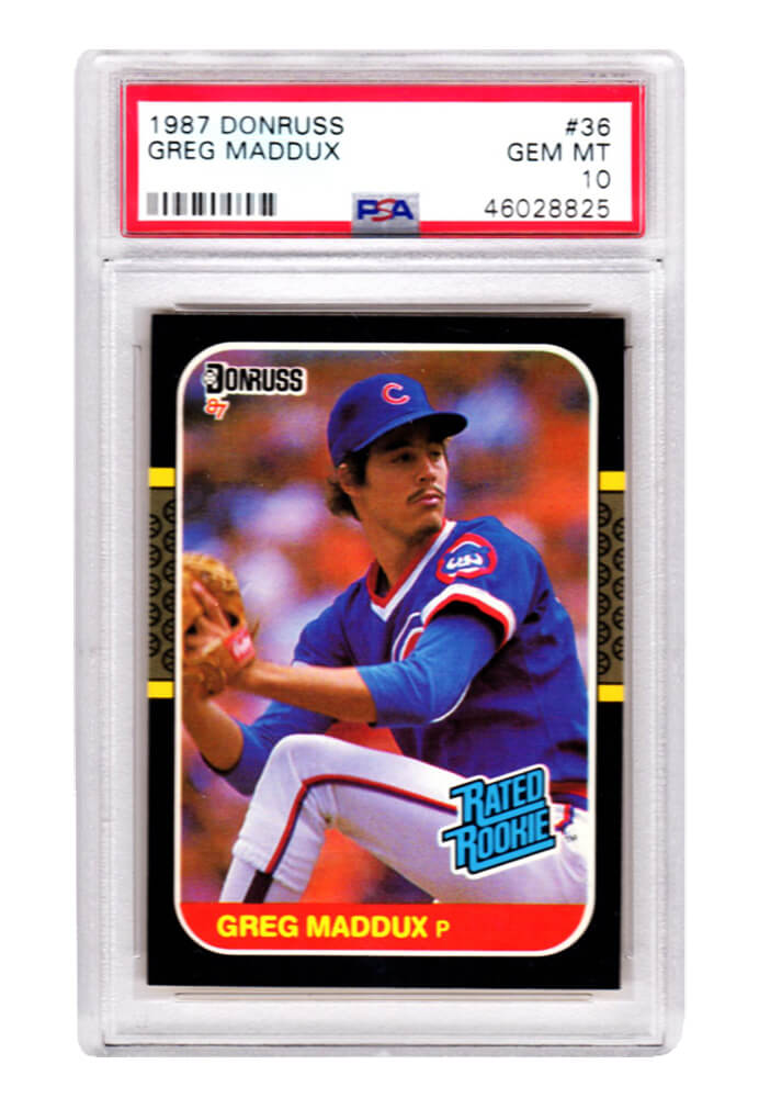 Greg Maddux (Chicago Cubs) 1987 Donruss #36 RC Rated Rookie Card PSA 10 ...