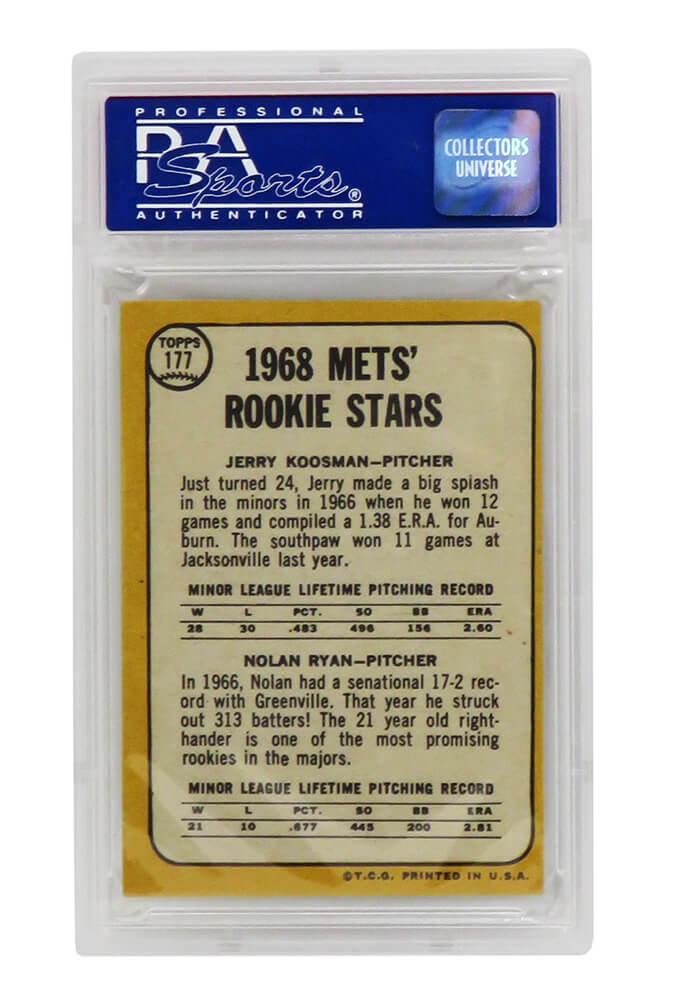 Nolan Ryan / Jerry Koosman (New York Mets) 1968 Topps Baseball #177 RC Rookie  Card – PSA 5 (A) – Schwartz Sports Memorabilia