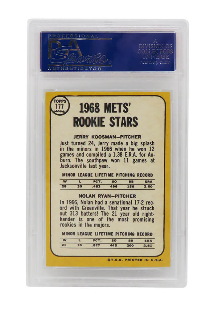 1968 TOPPS #177 1968 ROOKIE STARS JERRY KOOSMAN & NOLAN RYAN BASEBALL CARD  - Isabell Auction