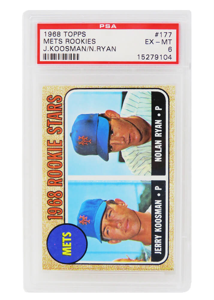 Nolan Ryan / Jerry Koosman (New York Mets) 1968 Topps Baseball #177 RC Rookie  Card – PSA 6 (B) – Schwartz Sports Memorabilia