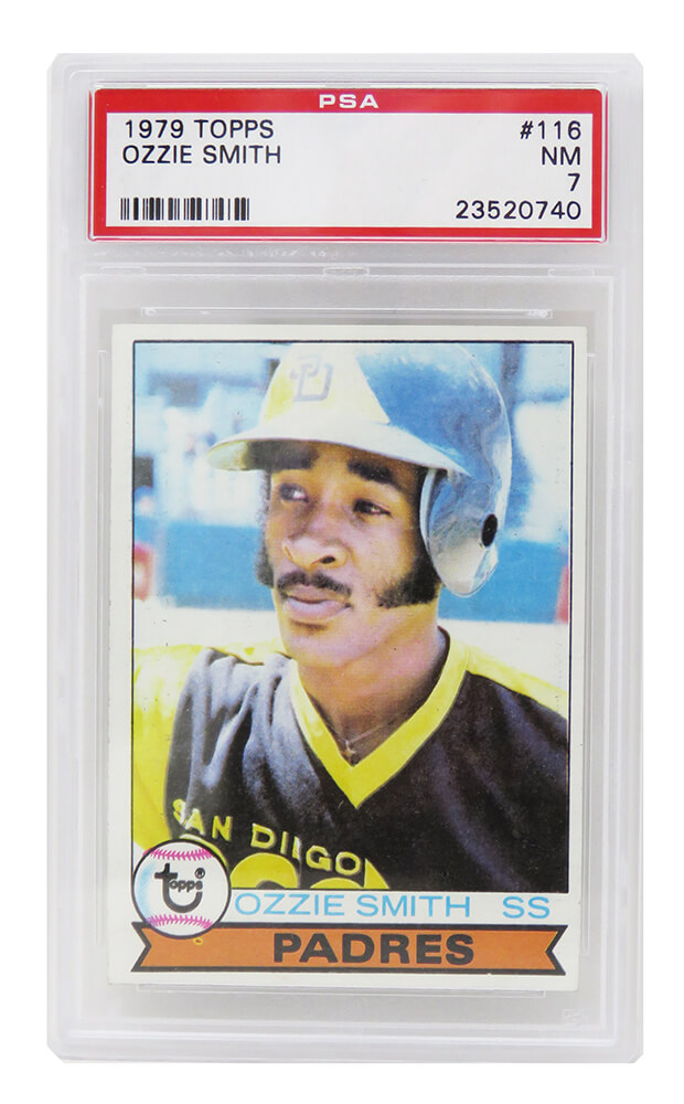 Ozzie Smith (San Diego Padres) 1979 Topps Baseball RC Rookie Card #116 –  PSA 7 NM (A) – Schwartz Sports Memorabilia
