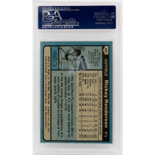 Rickey Henderson (Oakland A's) 1980 Topps Baseball #482 RC Rookie Card - PSA 7 NM (J) - Image 2