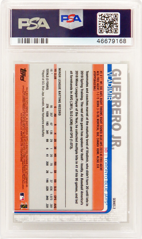 Vladimir Guerrero buy JR Batting rookie PSA 10!