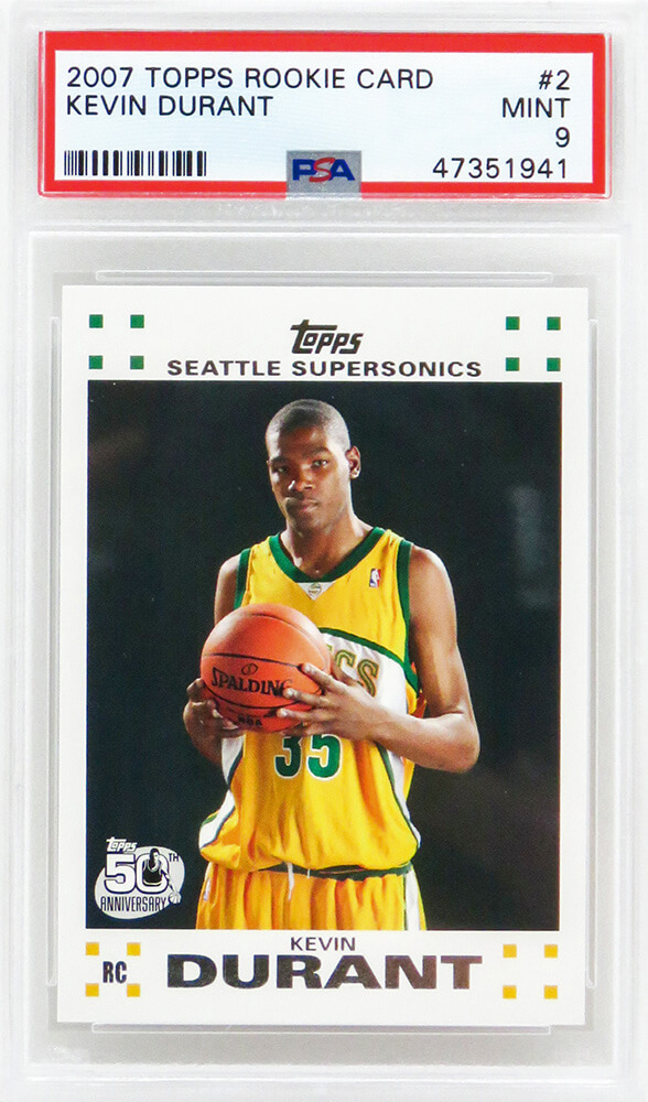 Kevin Durant Seattle SuperSonics 2007 Topps Basketball No.2 RC Rookie Card - PSA 9 Mint CH1885785