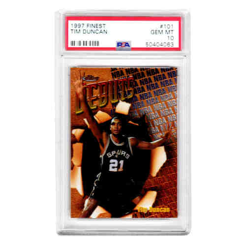 Tim Duncan (San Antonio Spurs) 1997 Topps Finest Basketball #101 RC Rookie Card - PSA 10 GEM MINT (New Label)