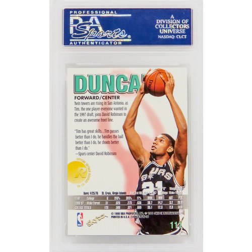 Tim Duncan (San Antonio Spurs) 1997 Skybox Z-Force Basketball #111 RC Rookie Card - PSA 10 GEM MINT - Image 2