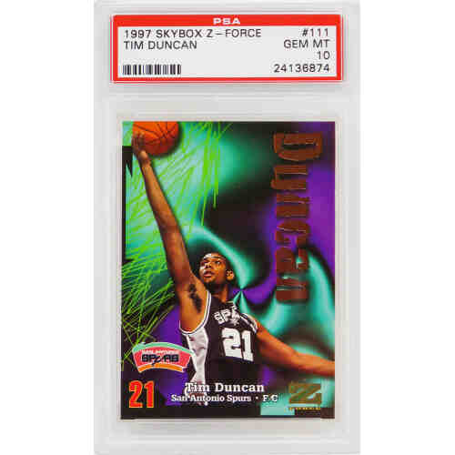 Tim Duncan (San Antonio Spurs) 1997 Skybox Z-Force Basketball #111 RC Rookie Card - PSA 10 GEM MINT