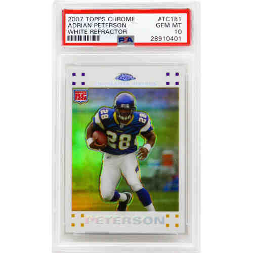 Adrian Peterson (Minnesota Vikings) 2007 Topps Chrome White Refractor #TC181 RC Rookie Card - PSA 10 (#215/869)