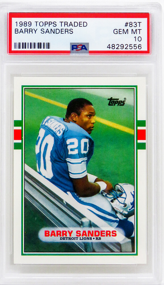 Barry Sanders (Detroit Lions) 1989 Topps Traded Football #83T RC Rookie  Card – PSA 10 GEM MINT (New Label) – Schwartz Sports Memorabilia