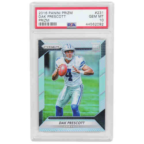 Dak Prescott (Dallas Cowboys) 2016 Panini Prizm Football #231 Prizm RC Rookie Card - PSA 10 GEM MINT (New Label)