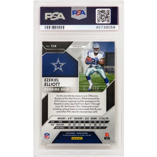 Ezekiel Elliott (Dallas Cowboys) 2016 Panini Prizm Football #238 Orange Prizm RC Rookie Card - PSA 10 GEM MINT - Image 2