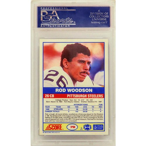 Rod Woodson (Pittsburgh Steelers) 1989 Score Football #78 RC Rookie Card - PSA 10 GEM MINT - Image 2