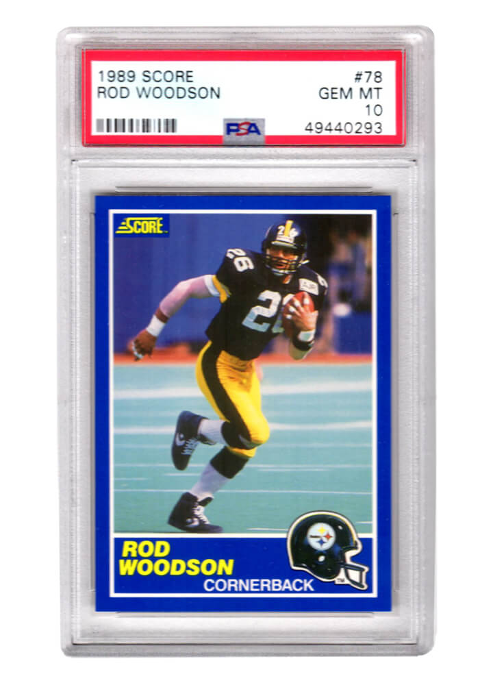 Rod Woodson (Steelers) 1989 Score Football #78 RC Rookie Card PSA 10 (New Label)
