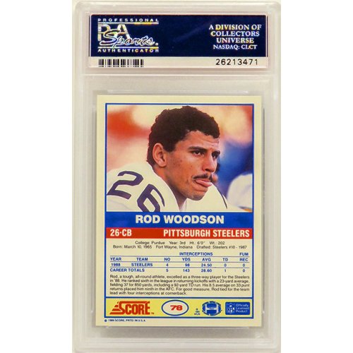 Rod Woodson (Pittsburgh Steelers) 1989 Score Football #78 RC Rookie Card - PSA 10 GEM MINT (Silver Label) - Image 2