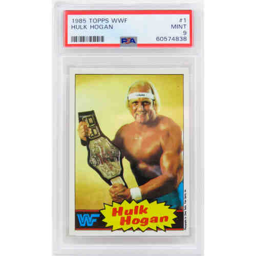 Hulk Hogan 1985 Topps WWF Pro Wrestling Stars (Yellow Background) RC Rookie Card #1 - PSA 9 MINT