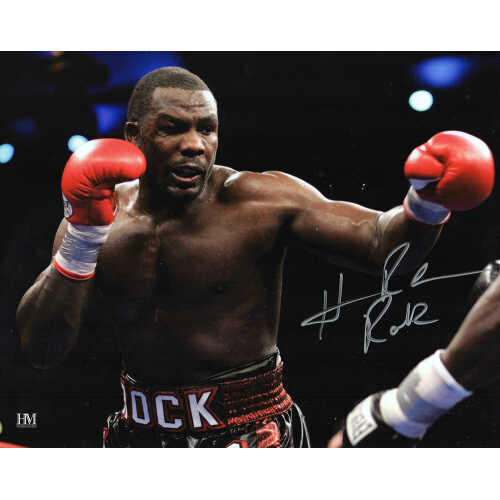 Hasim Rahman Signed Boxing Punching Action 8x10 Photo w/Rock