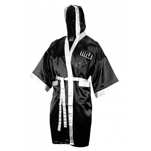 Hasim Rahman Signed Title Black & White Boxing Robe w/2x Champ