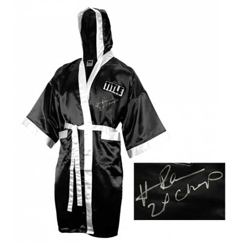 Hasim Rahman Signed Title Black & White Boxing Robe w/2x Champ - Image 2
