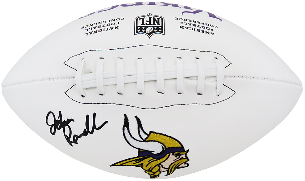 JOHN RANDLE SIGNED MINNESOTA VIKINGS WILSON WHITE FOOTBALL (SCHWARTZ COA)