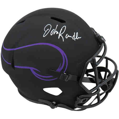 John Randle Signed Vikings Eclipse Black Matte Riddell Full Size Speed Replica Helmet (In White)