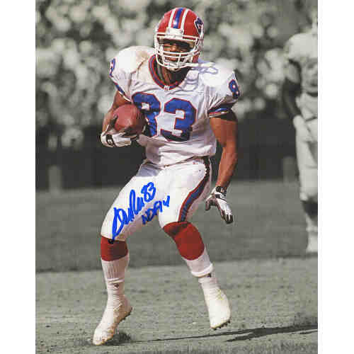 Andre Reed Signed Bills White Jersey Action Spotlight 8x10 Photo w/HOF'14