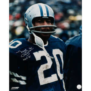Mel Renfro Signed Dallas Cowboys Blue Jersey Close Up 16x20 Photo w/HOF'96