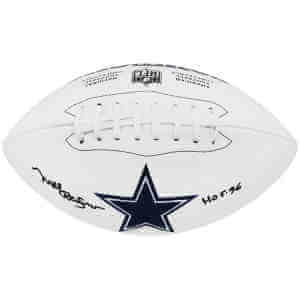 Mel Renfro Signed Dallas Cowboys Wilson White Logo NFL Football w/HOF'96