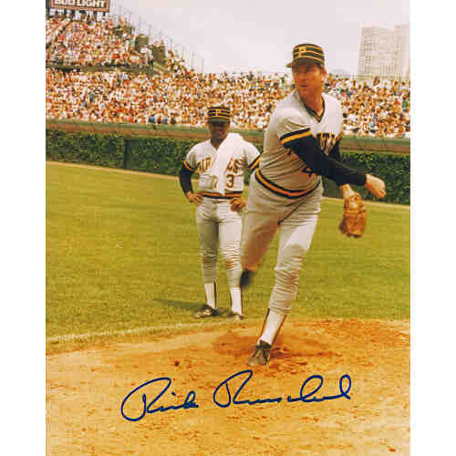 Rick Reuschel Signed Pittsburgh Pirates Pitching Warm Up 8x10 Photo