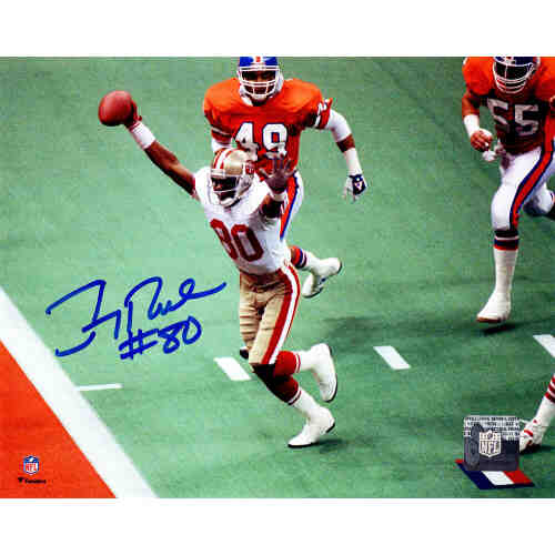 Jerry Rice Signed San Francisco 49ers Super Bowl TD vs Broncos 8x10 Photo
