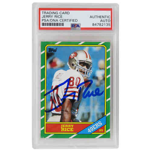 Jerry Rice Signed San Francisco 49ers 1986 Topps Rookie Football Trading Card #161 (PSA Encapsulated)