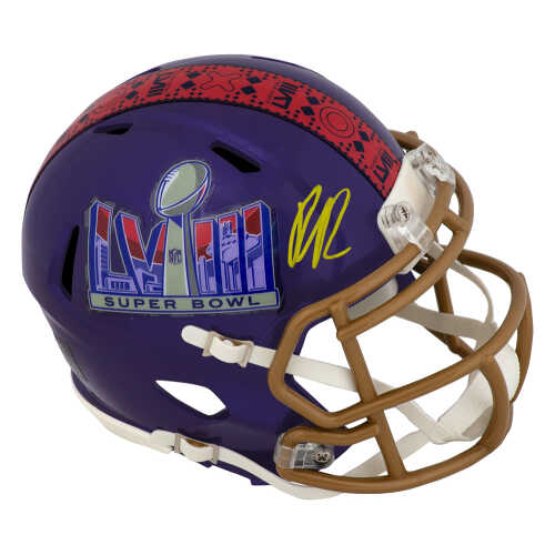 Rashee Rice Signed Super Bowl 58 Logo Riddell Speed Mini Helmet - (JSA)