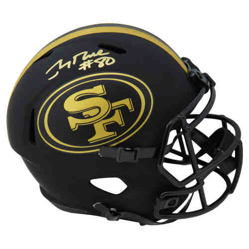 Jerry Rice Signed San Francisco 49ers Eclipse Black Matte Riddell Full Size Speed Replica Helmet