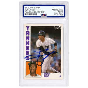 Jose Rijo Signed New York Yankees 1984 Topps Traded Rookie Baseball Trading Card #100T - (PSA Encapsulated)