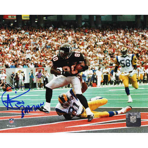 Andre Rison Signed Atlanta Falcons Touchdown Endzone Catch Action 8x10 Photo w/Bad Moon