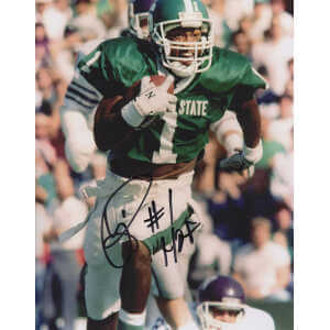 Andre Rison Signed Michigan State Spartans Green Jersey Action 8x10 Photo w/HOF