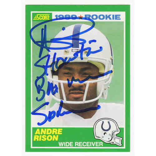 Andre Rison Signed Indianapolis Colts 1989 Score Rookie Card #272 w/Bad Moon, Showtime, Spiderman