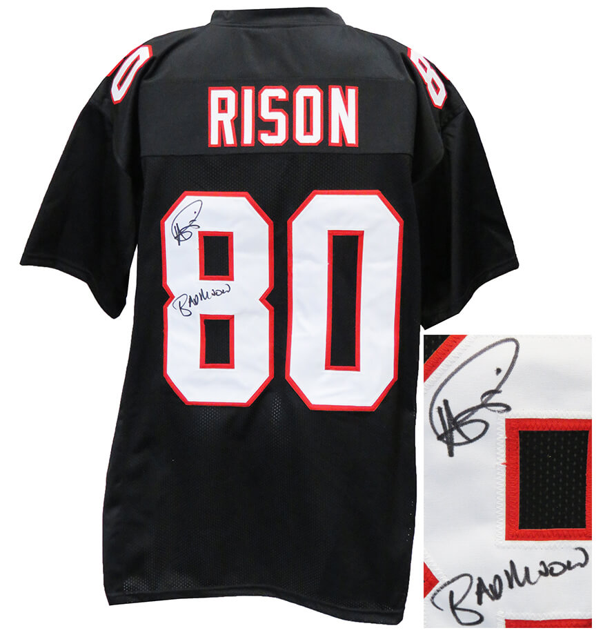 Andre Rison Signed Black T/B Custom Jersey w/Bad Moon (Signed Middle of #8)  at 's Sports Collectibles Store