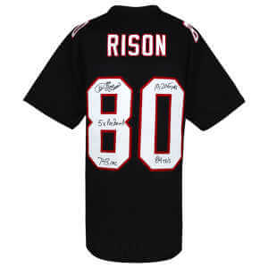 Andre Rison Signed Black T/B Custom Football Jersey w/5-Inscriptions